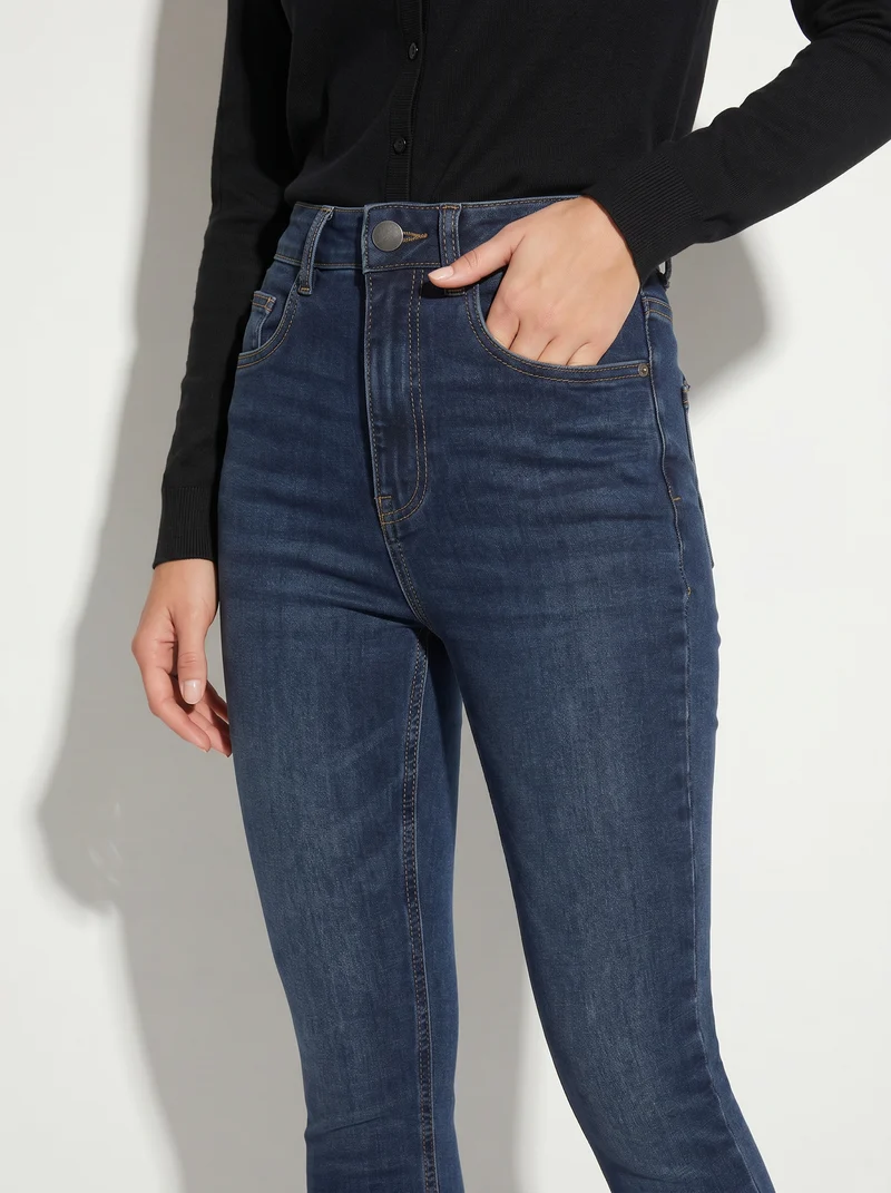 Jeggings super skinny high waist 5 tasche - DENIM SCURO