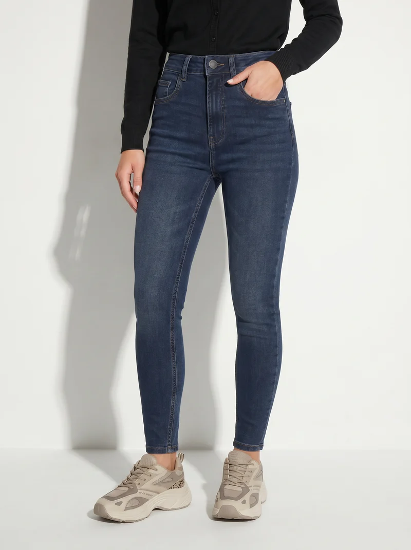 Jeggings super skinny high waist 5 tasche - DENIM SCURO