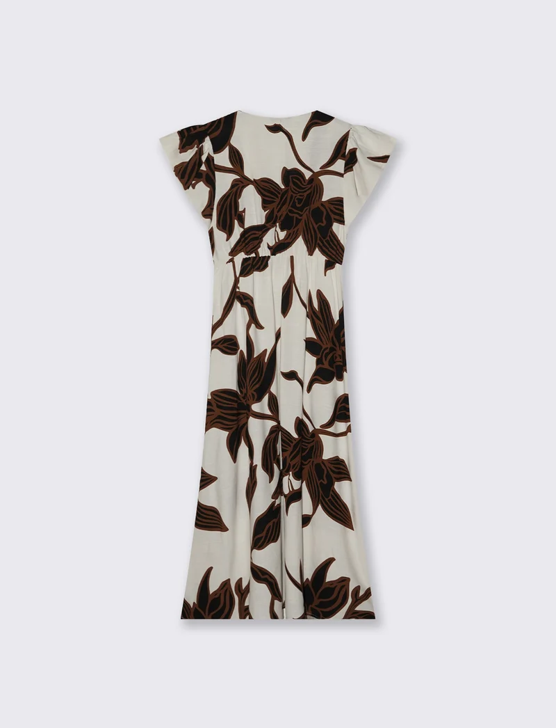 Vestito lungo con scollo a V e volant - var 2