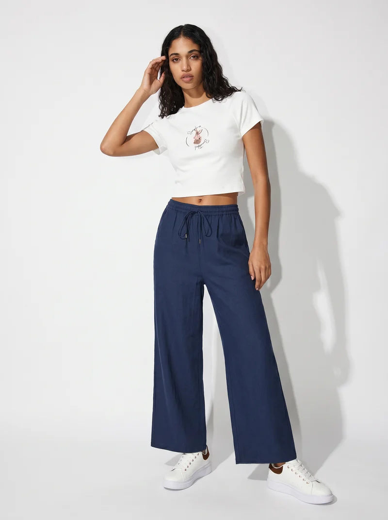 Pantaloni con elastico in vita - DENIM SCURO