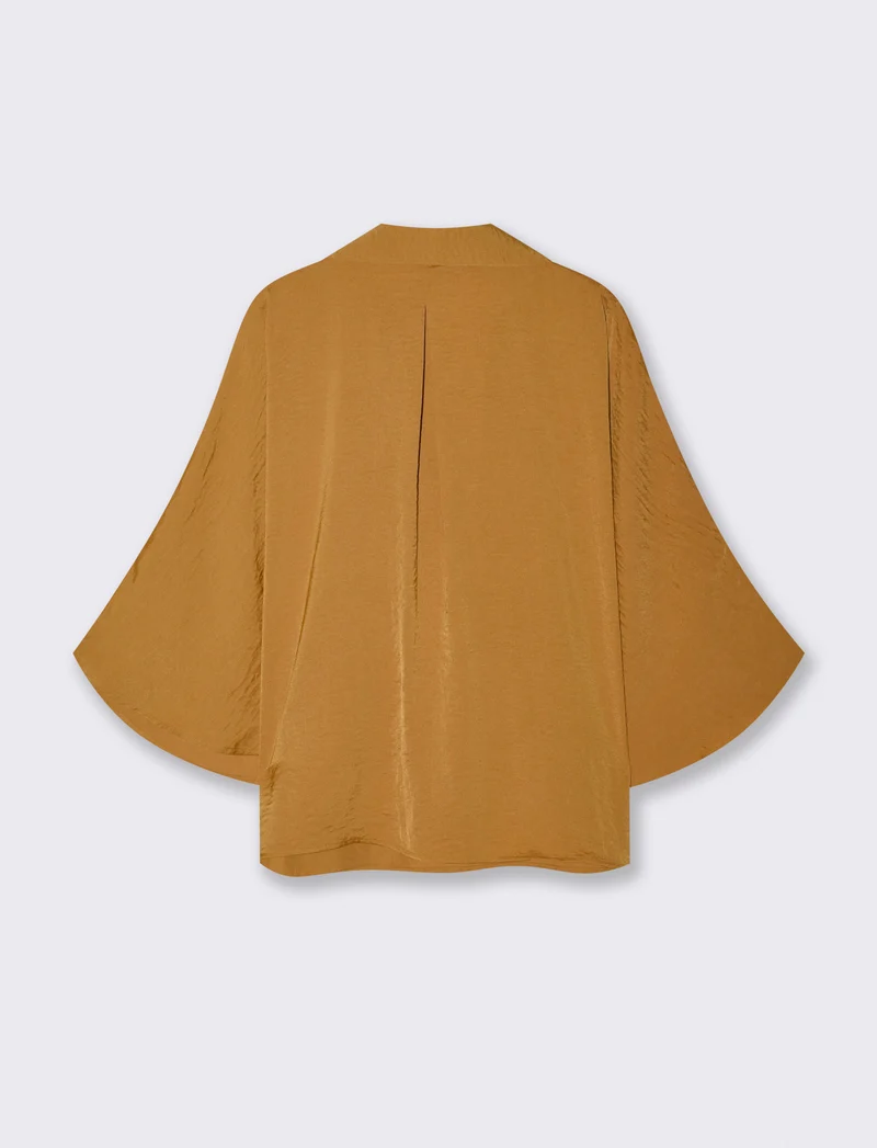 Camicia kimono con scollo a V ampia - Senape