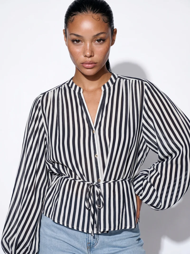 Camicia Lunga con Collo Coreano - var 1