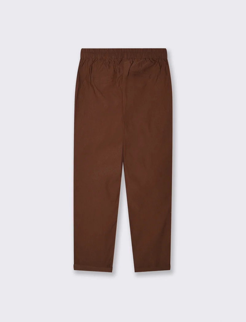 Pantalone con elastico e coulisse in vita - Marrone cioccolato