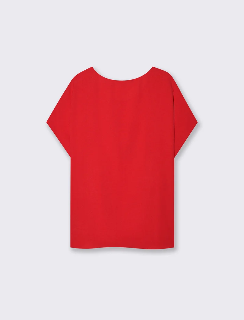Blusa T con manica e scollo rotondo - Rosso