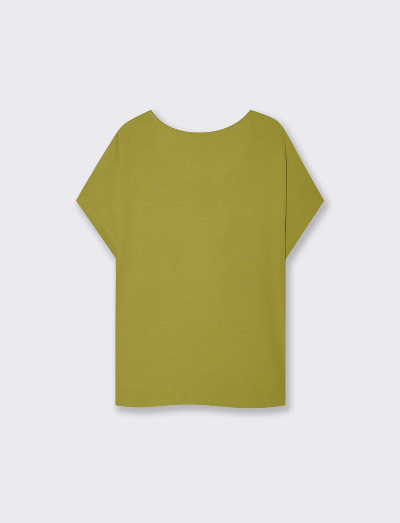 Blusa T con manica e scollo rotondo - Verde pistacchio