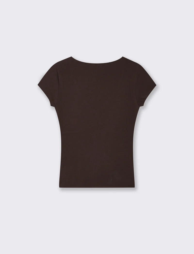 T-shirt a manica corta scollo a V slim - Moro