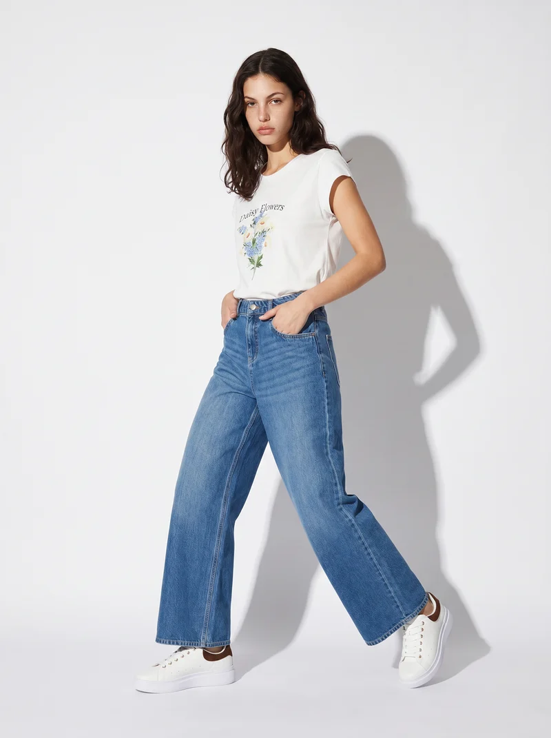 T-shirt cotone manica corta con stampa - var 1