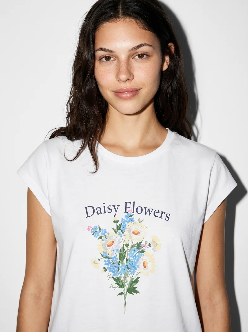 T-shirt cotone manica corta con stampa - var 1
