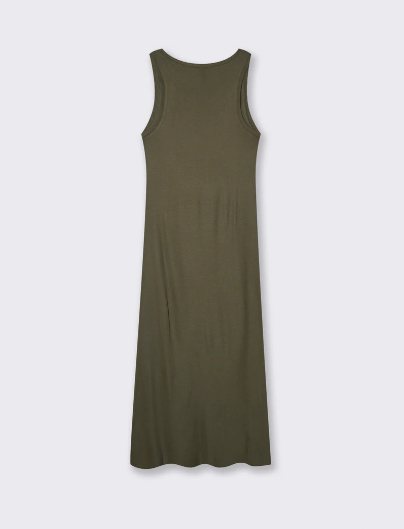 Vestito lungo a costine slim con scollo - Ve.milit.
