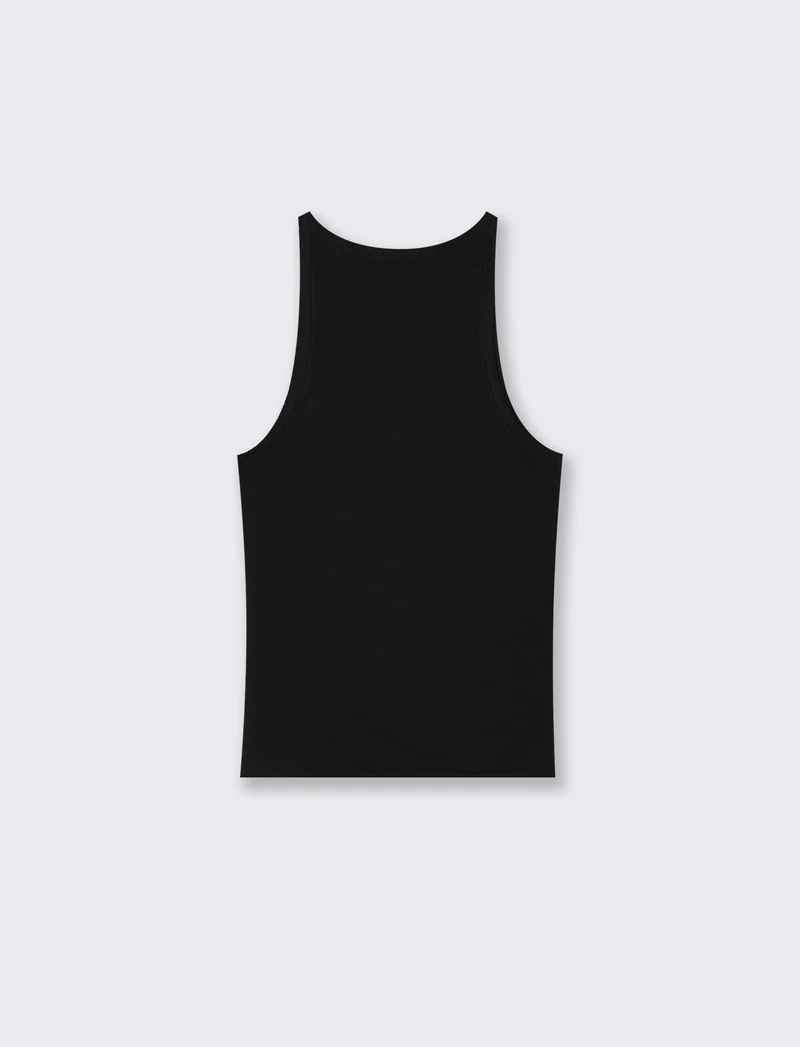 Top Basico a Costine con Bretelle Slim - Nero