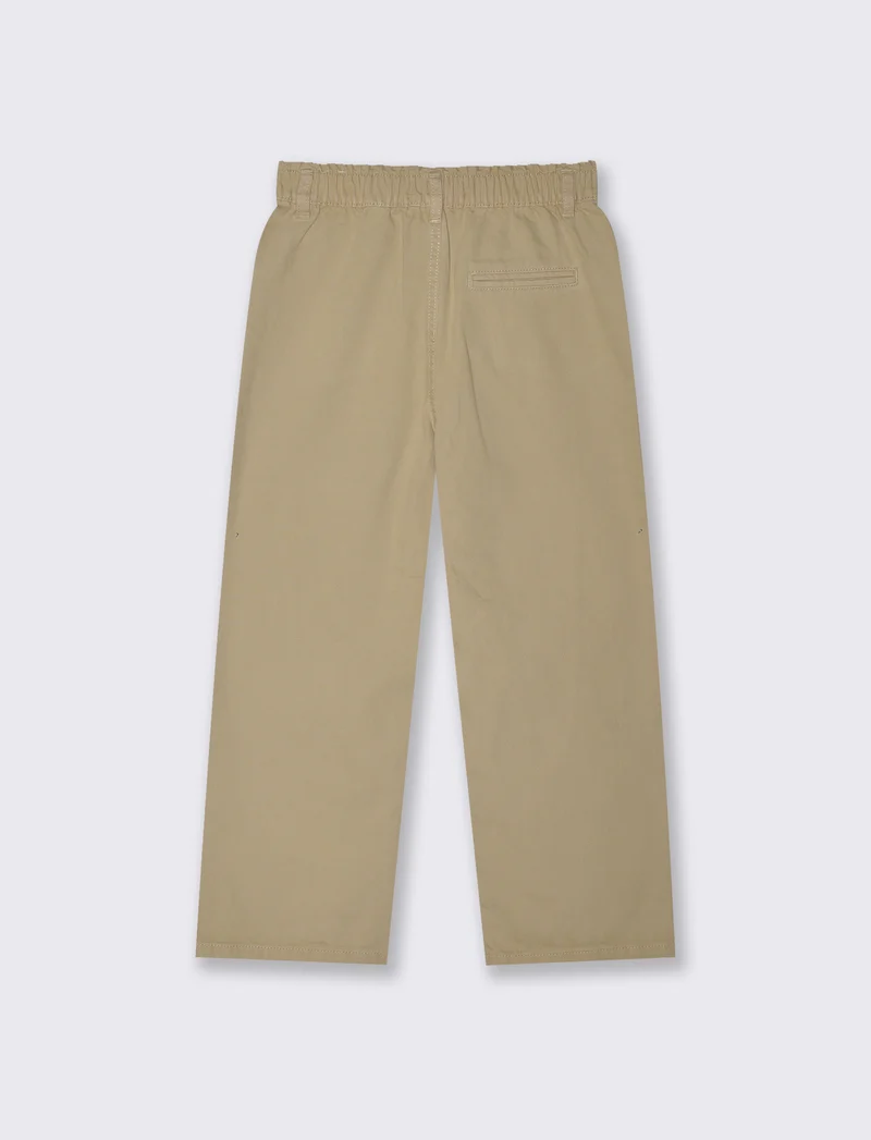 Pantaloni wide in cotone con tasche - Beige