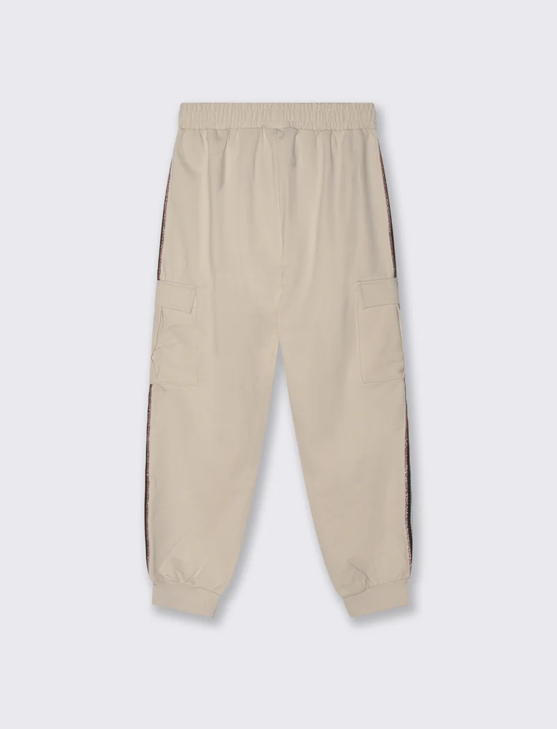 Jogger cargo con nastro metallizzato - Beige