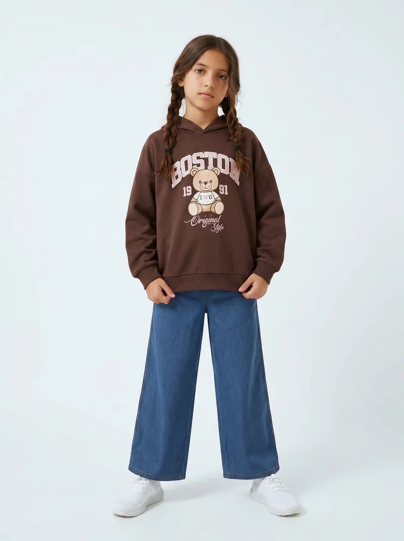 Jogger wide leg in finto denim elasticizzato - Denim