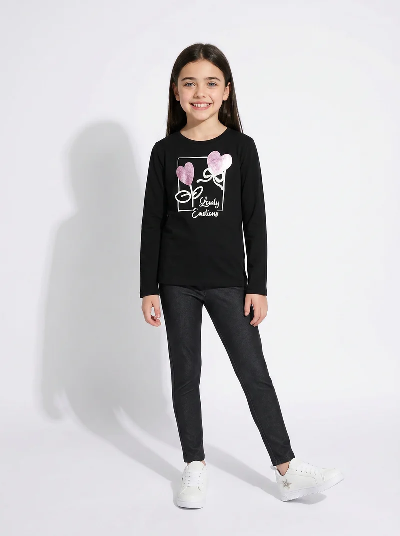 Leggings denim in cotone elasticizzato - Nero