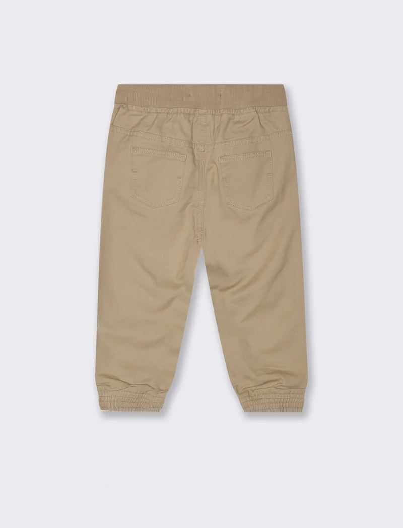 Pantaloni in twill ampi con coulisse - Beige