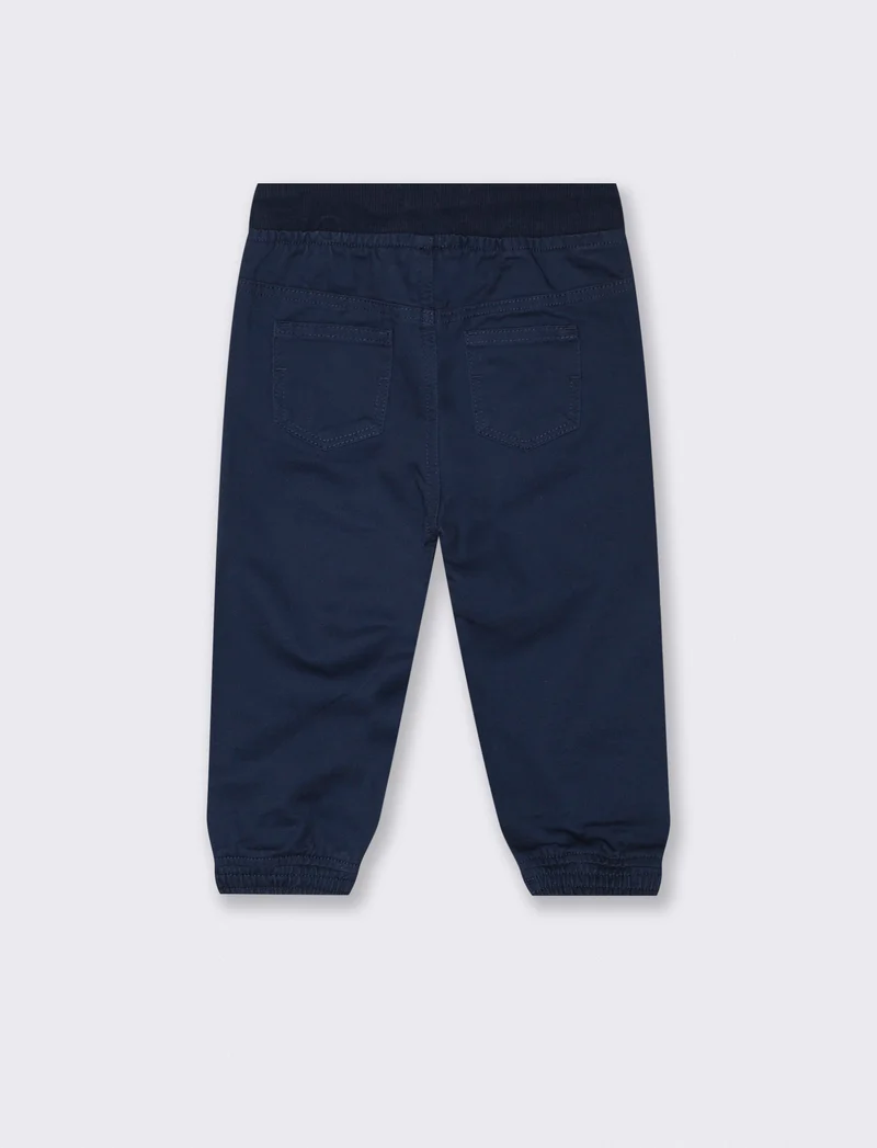 Pantaloni in twill ampi con coulisse - Blu