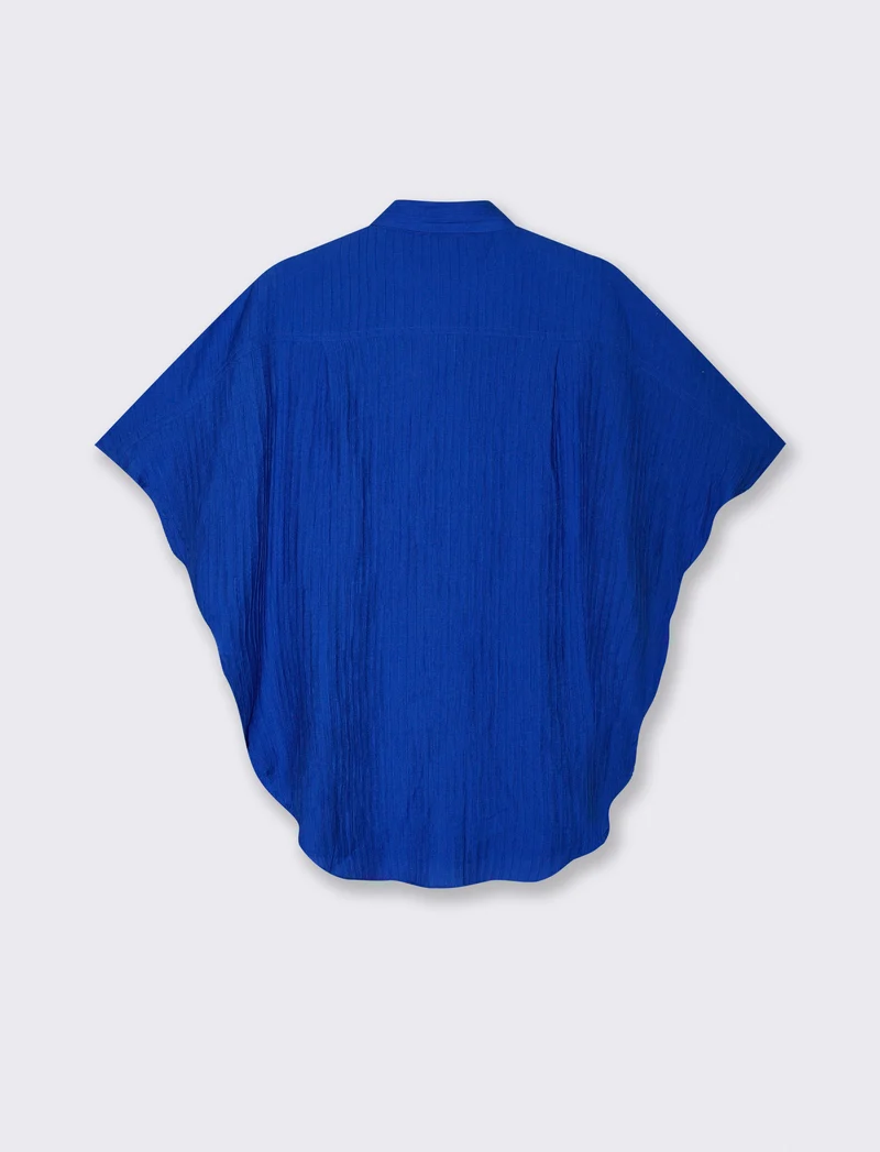 Camicia Kimono Smanicata con Pieghine - Azzurro