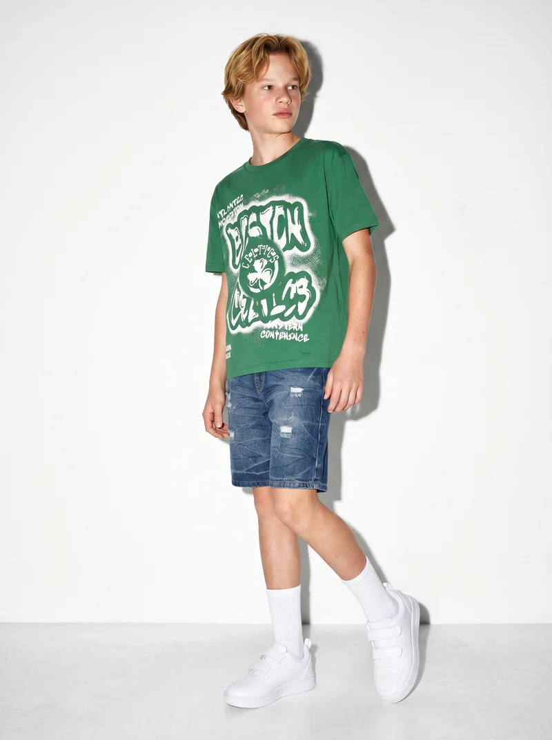 T-Shirt NBA in Cotone per Giovani Fan - Verde