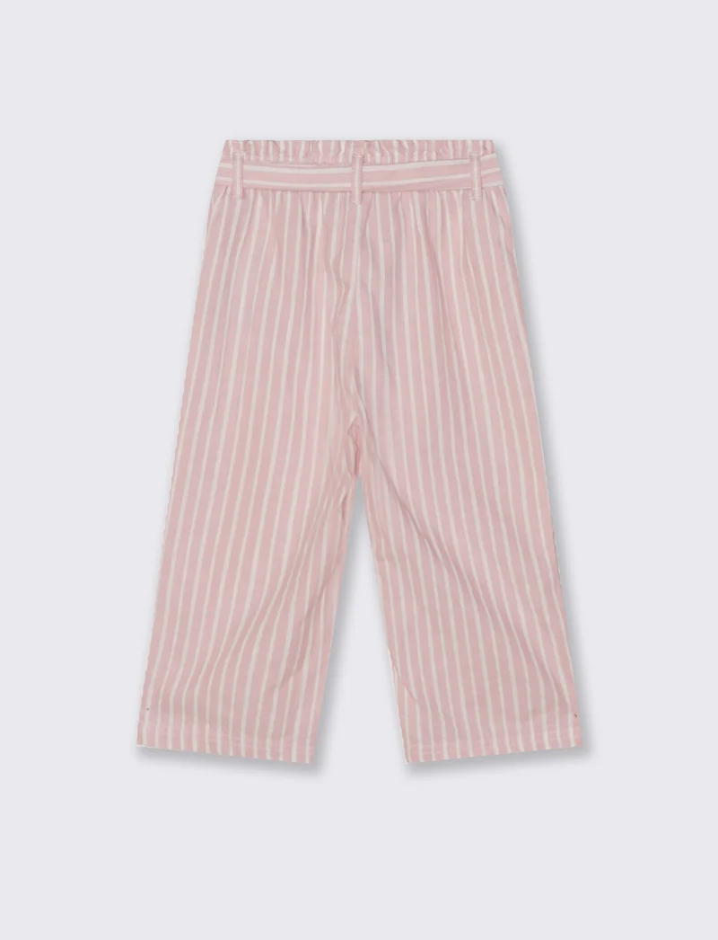 Pantaloni ampi a righe con cintura - Righe