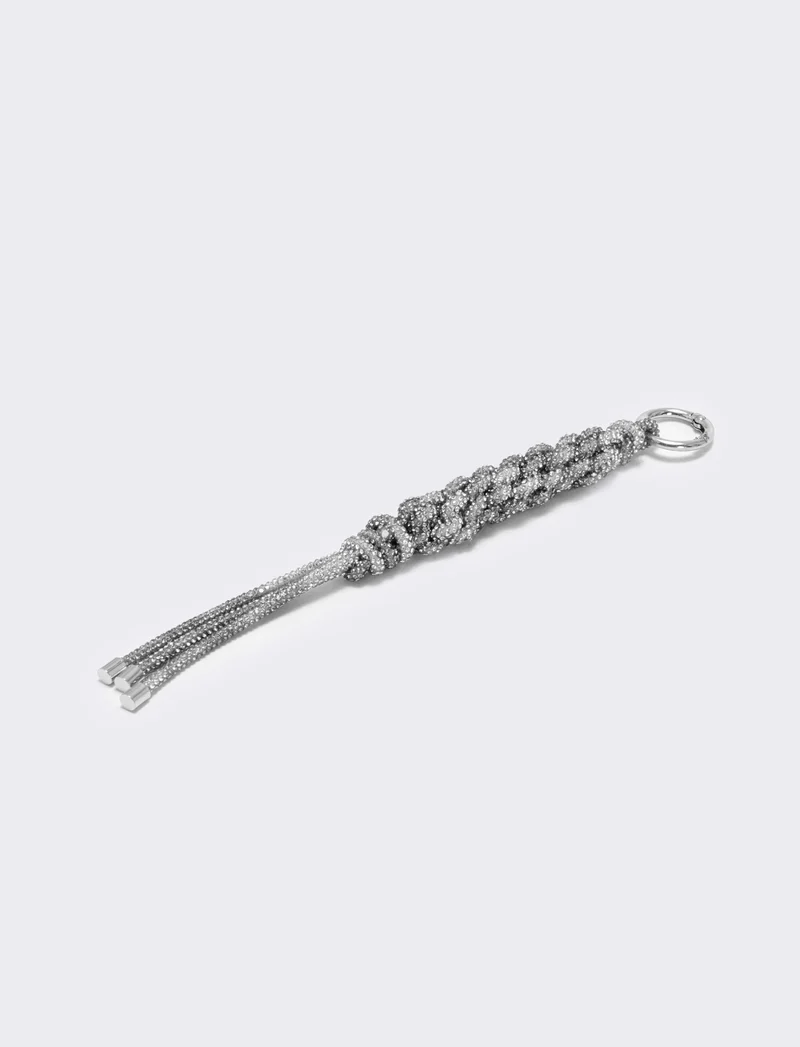 Portachiavi Scooby Tubolare con Strass - Argento