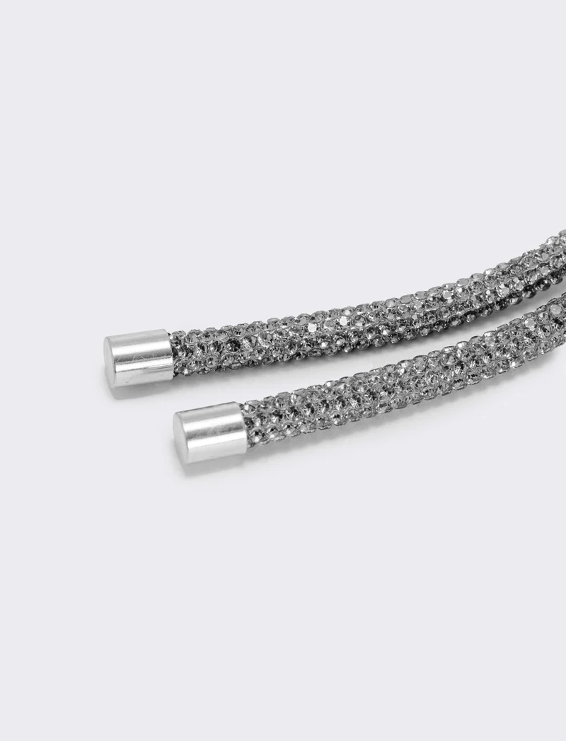 Spilla tubolare con strass eleganti - Argento