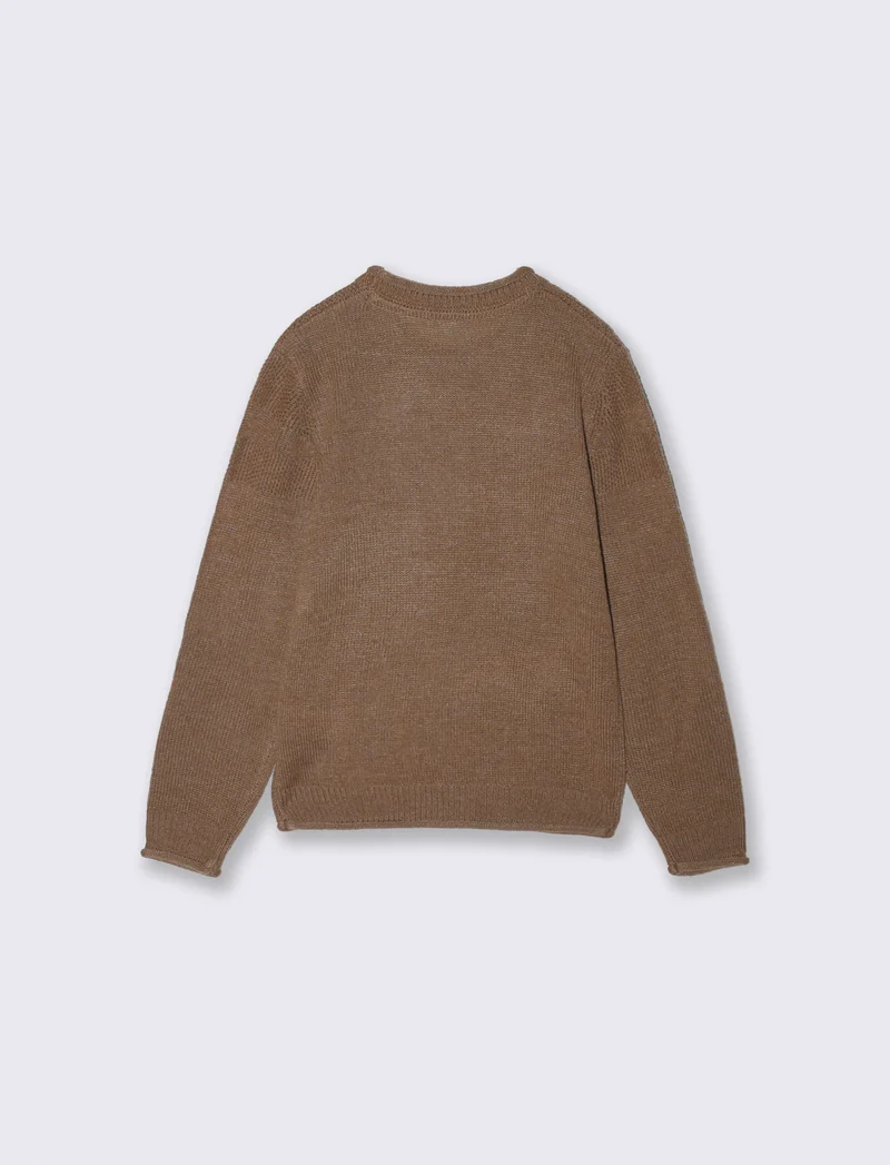 Maglione girocollo in misto cotone - Marrone chiaro