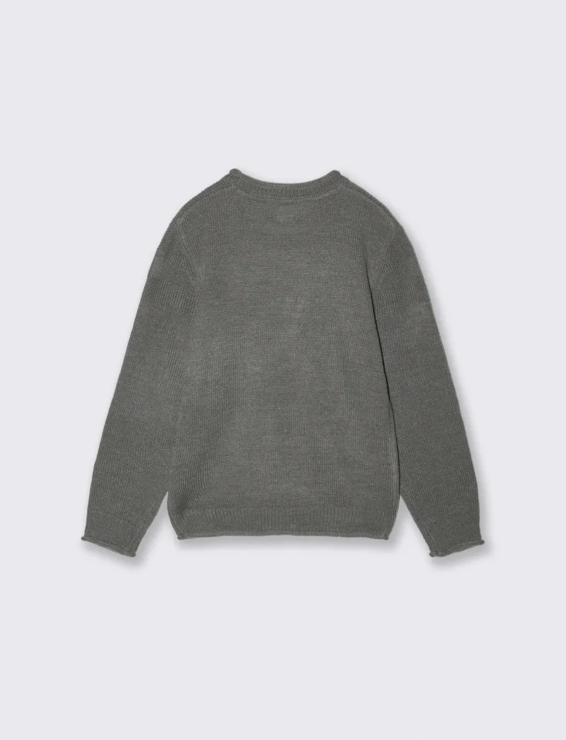 Maglione girocollo in misto cotone - Verde militare