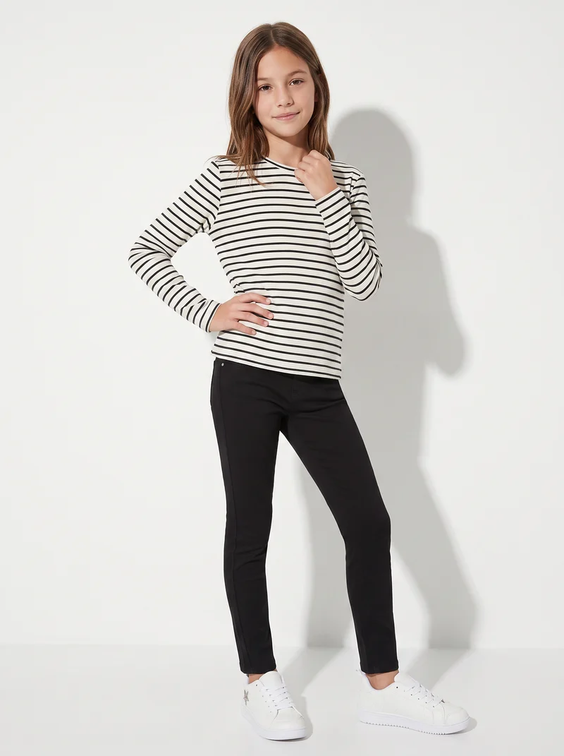 T-shirt manica lunga rigata in cotone - Righe