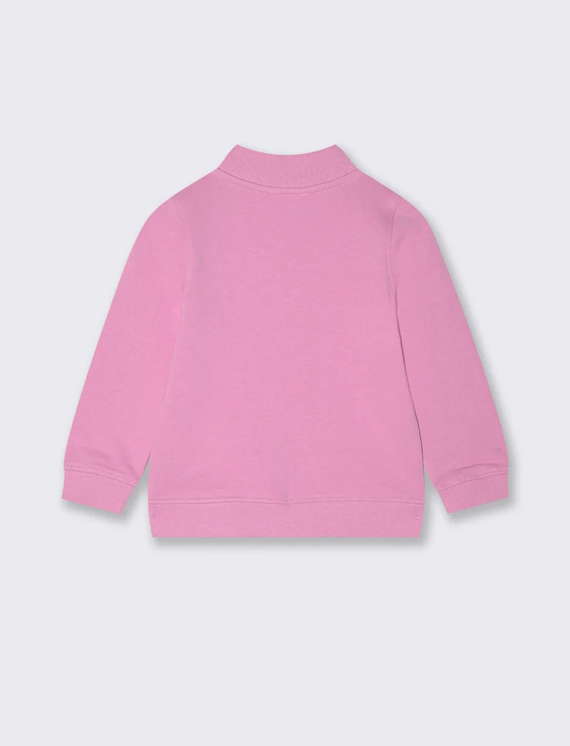 Felpa con zip e collo alto in cotone - Rosa candy