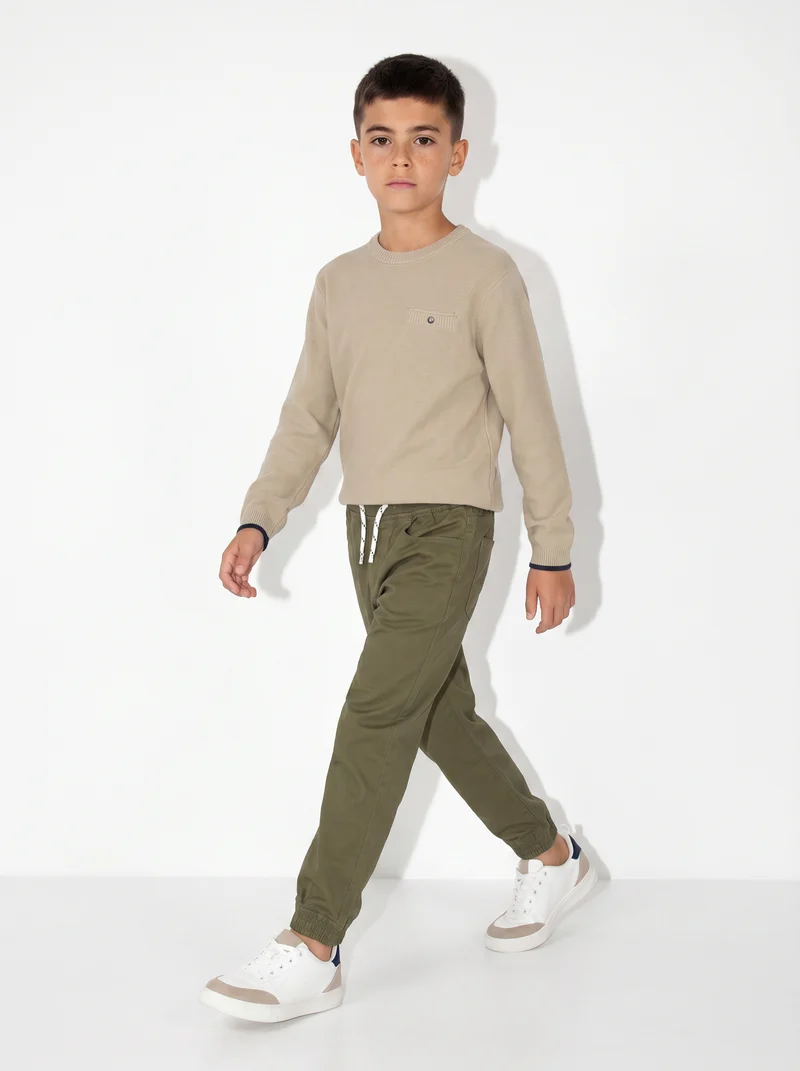Pantaloni Jogger in Cotone con Coulisse - Verde salvia