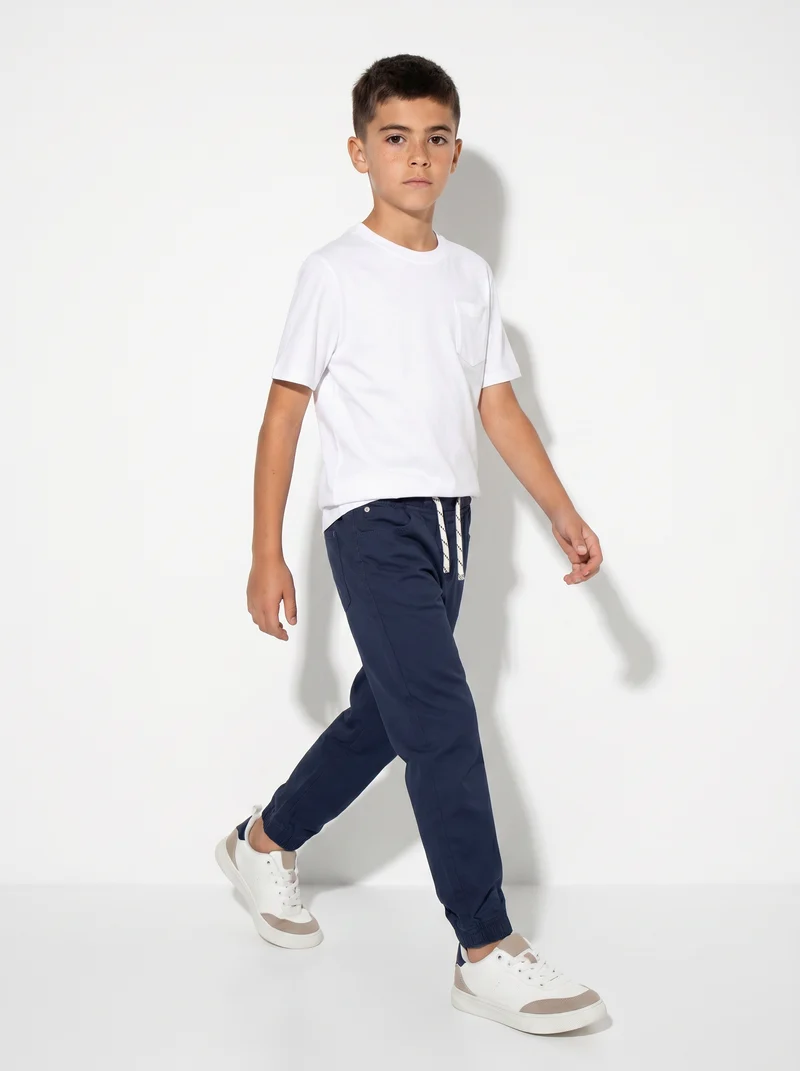 Pantaloni Jogger in Cotone con Coulisse - Blu