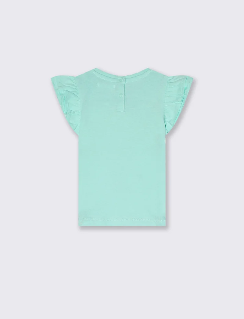 T-shirt girocollo con rouches eleganti - Verde acqua