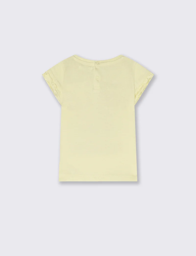 T-shirt in jersey con rouches e stampa - Giallo