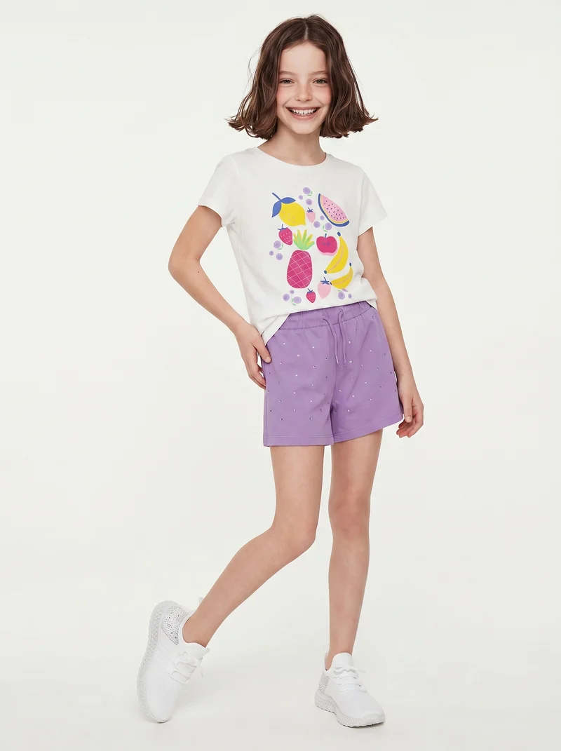 T-shirt estiva bambina con stampa lucida - Bianco