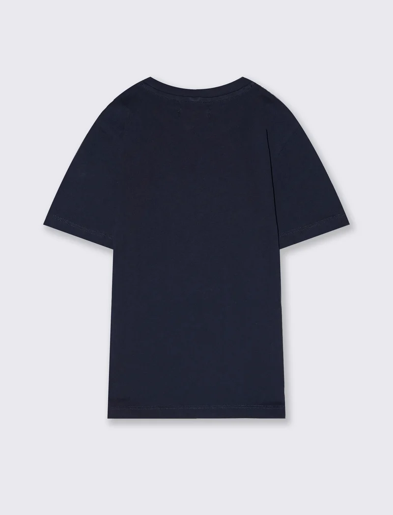 T-shirt mezza manica tinta unita con stampa - Blu