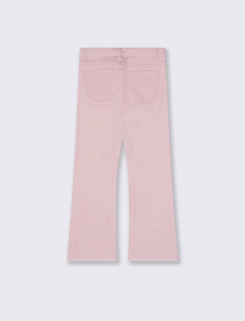 Pantaloni flare in cotone elastico comodi - Rosa polvere