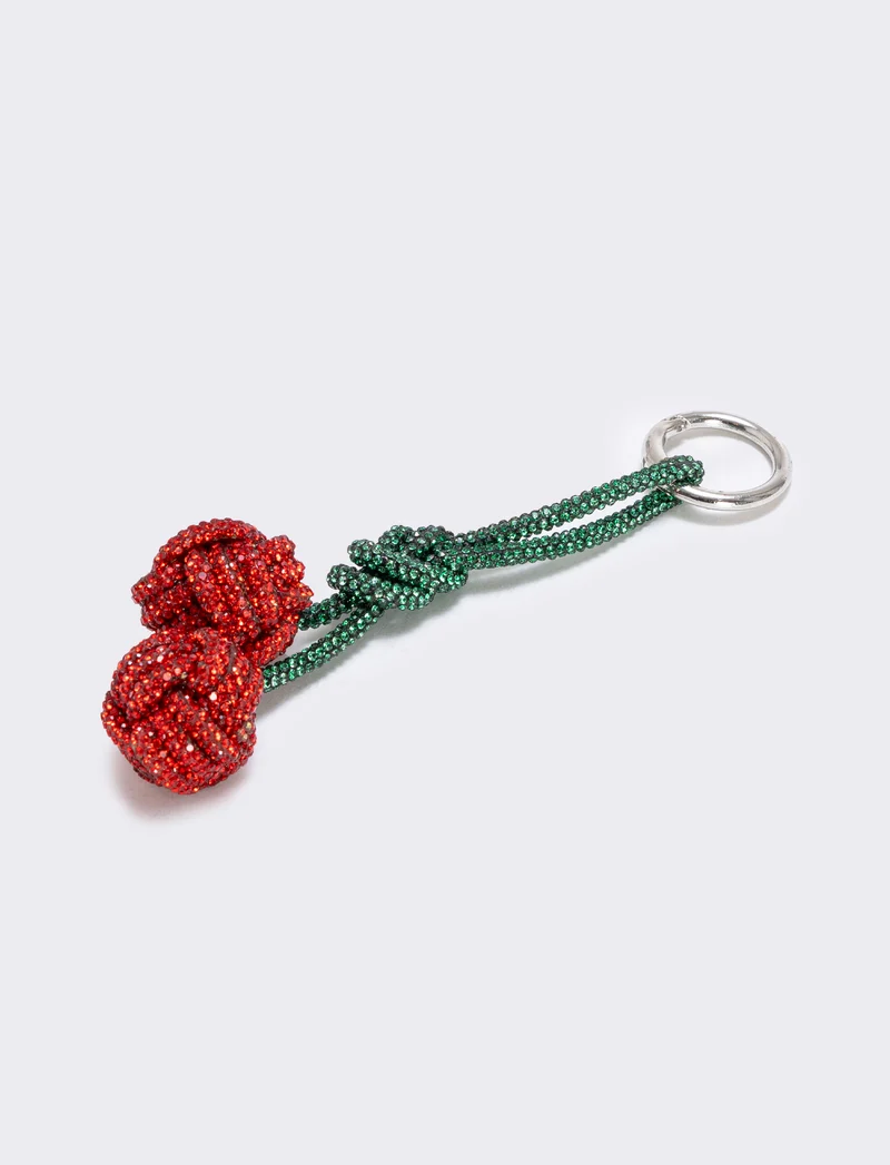 Portachiavi ciliegie strass - Rosso