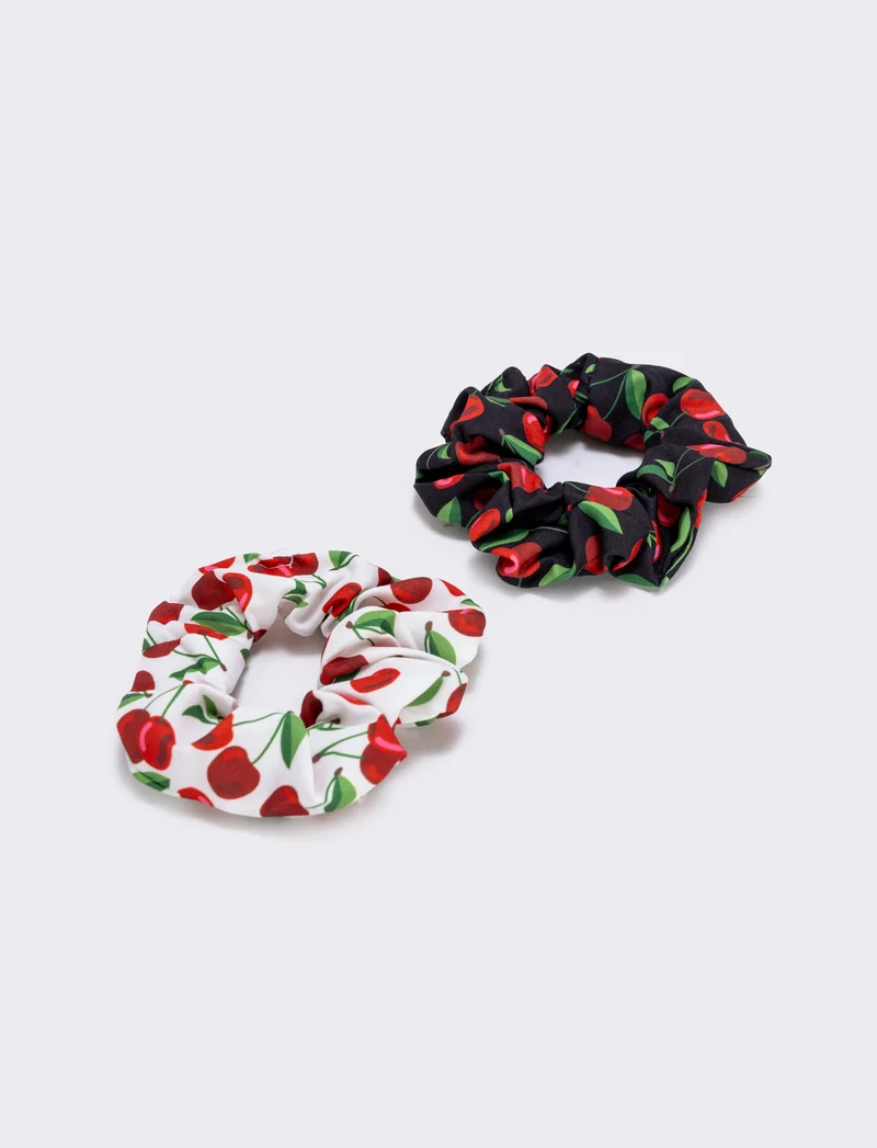 Set 3 pezzi scrunchie piu pinza capelli bambina - Nero-bianco