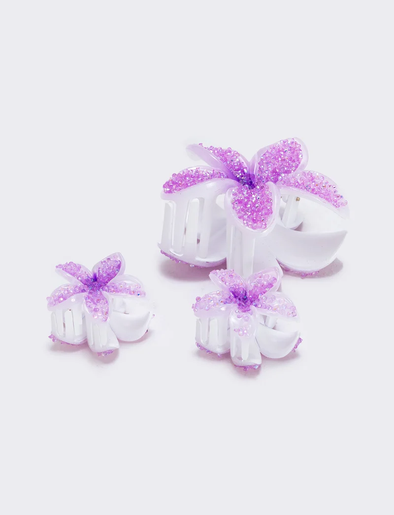 Set di 3 pinze fiore effetto zucchero - Viola