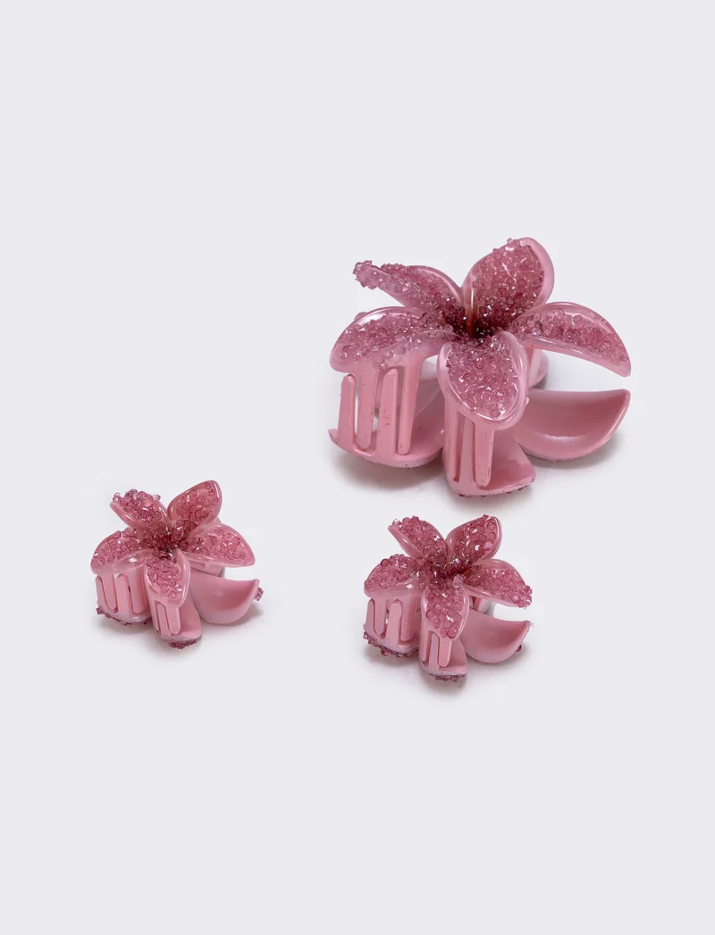 Set di 3 pinze fiore effetto zucchero - Rosa