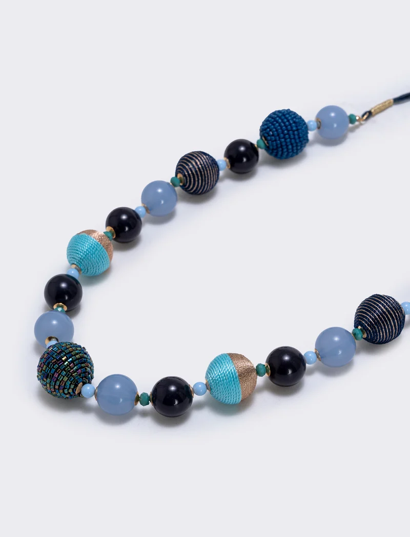 Collana a sfere in conteria elegante - Blu