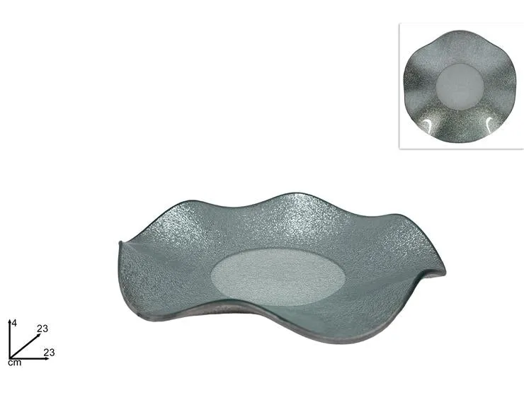 Piatto vetro ondulato di metro 23cm argento