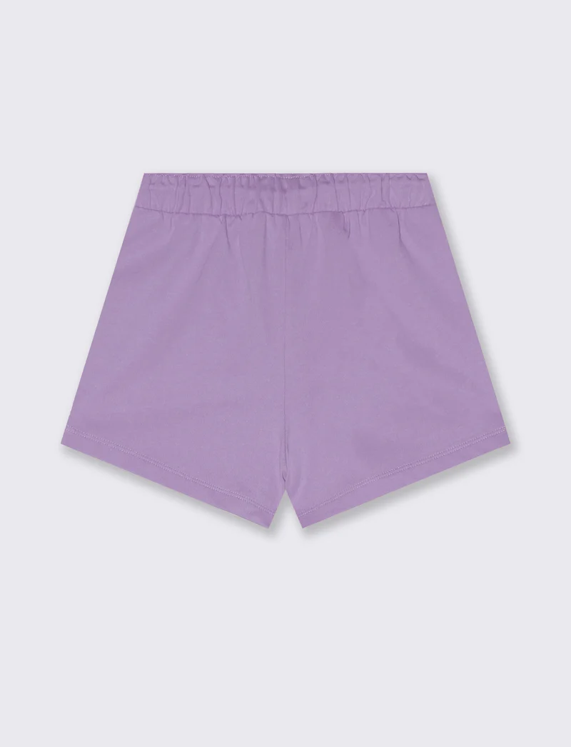 Short in french terry con strass e elastico - Lilla