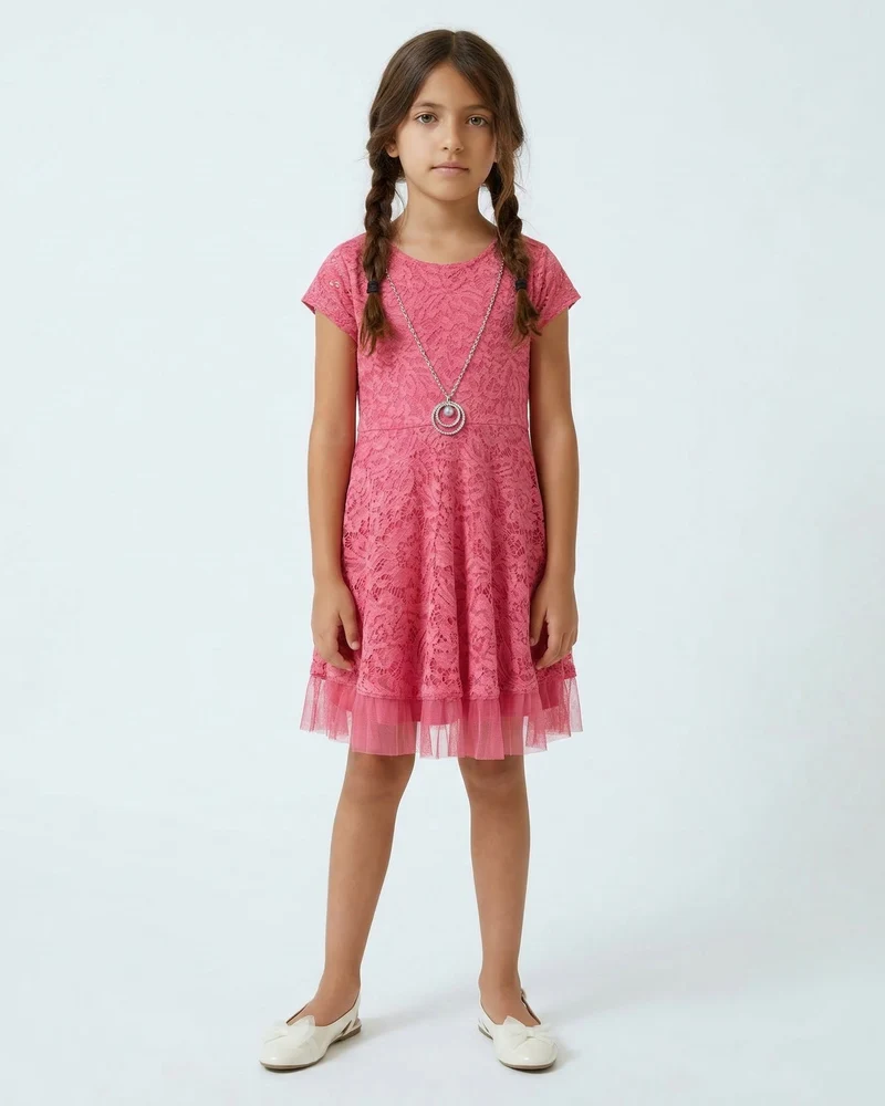 Abito in pizzo - Fuxia