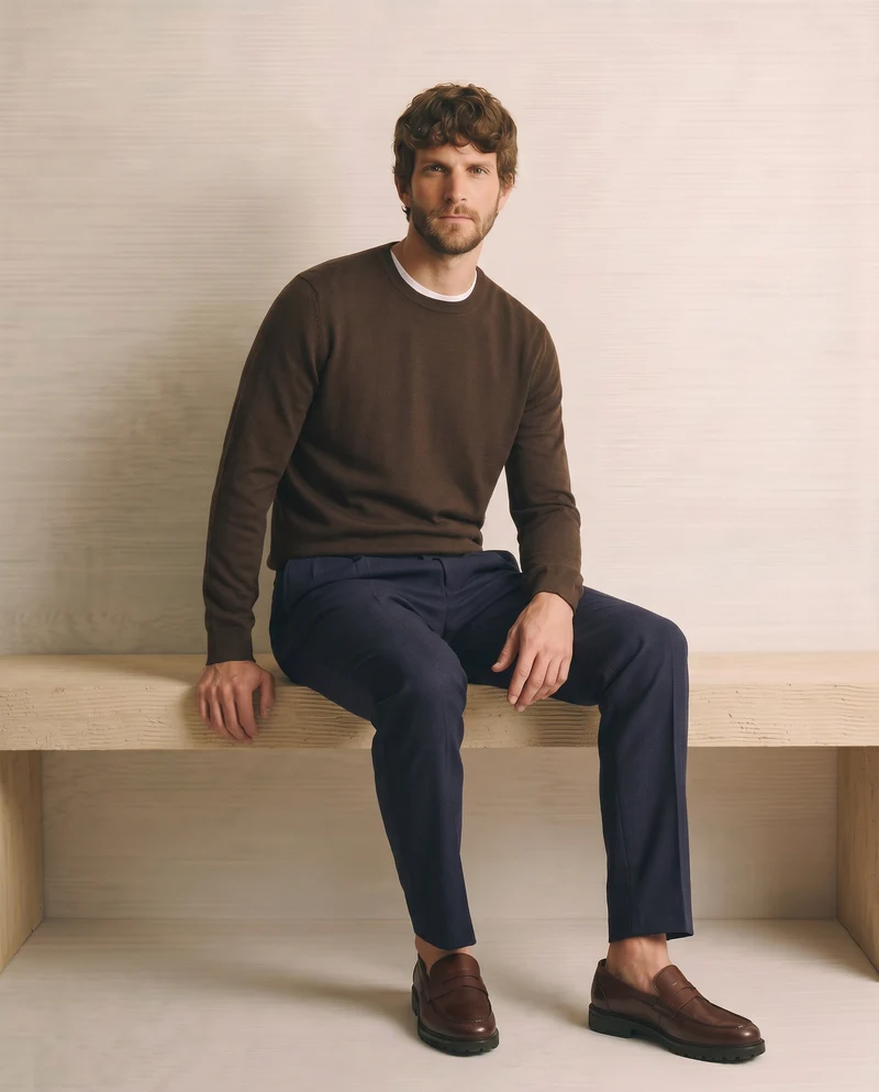 Maglia Girocollo Basic Regular Fit - Moro