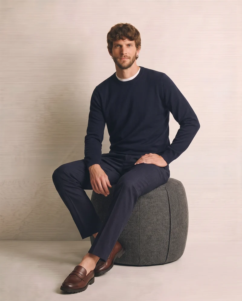 Maglia Girocollo Basic Regular Fit - Blu
