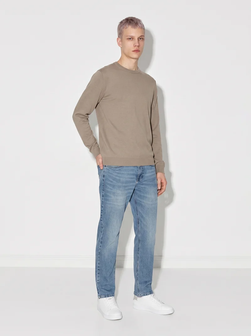 Maglia girocollo in puro cotone premium - Verde kaki