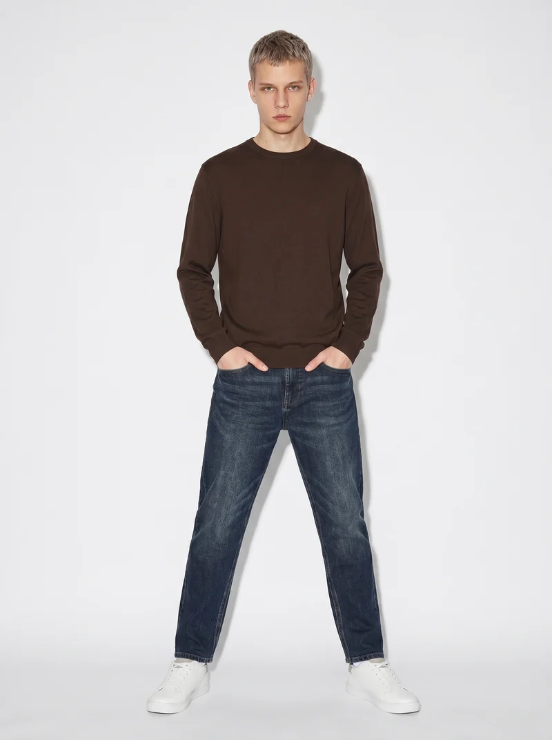 Maglia girocollo in puro cotone premium - Moro