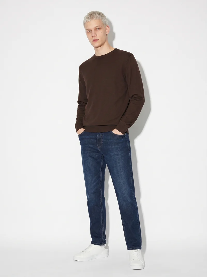 Maglia girocollo in puro cotone premium - Moro