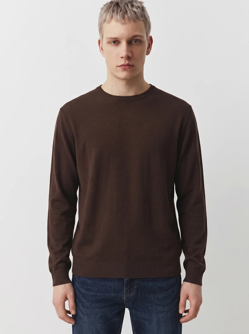 Maglia girocollo in puro cotone premium - Moro
